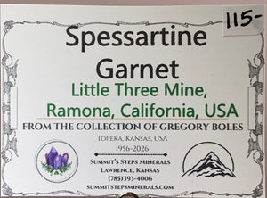 Spessartine Garnet, Litte Three Mine, California