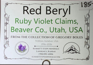 Red Beryl, Ruby Violet Claims, Utah