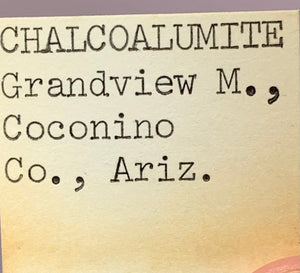 Chalcoalumite, Grandview Mine, Arizona
