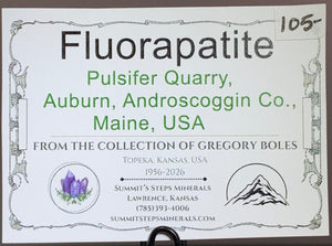 Fluorapatite, Pulsifer Quarry, Maine