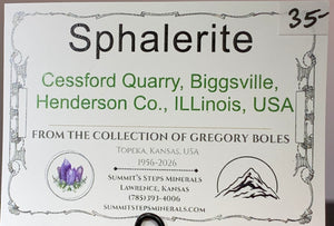 Sphalerite, Cessford Quarry, ILLinois