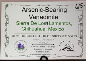 Arsenic-Bearing Vanadinite, Los Lamentos, Mexico