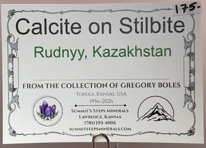 Calcite on Stilbite, Kazakhstan