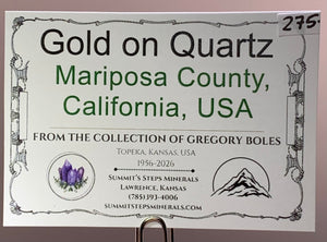 Gold On Quartz, Mariposa County, California