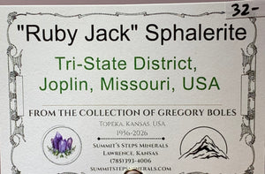 “Ruby Jack” Sphalerite, Joplin, Missouri