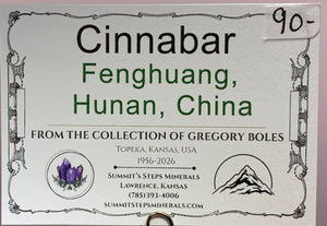 Cinnabar on Dolomite, Fenghuang, China