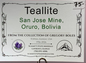 Teallite, San Jose Mine, Bolivia