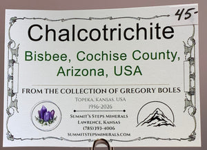 Chalcotrichite, Bisbee, Arizona