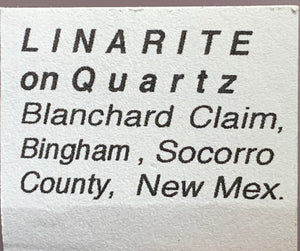 Linarite on Quartz, Blanchard Mine, New Mexico, USA