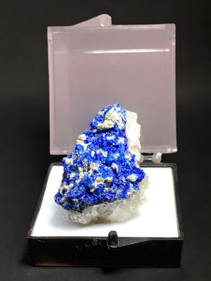 Linarite on Quartz, Blanchard Mine, New Mexico, USA
