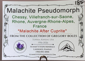 Malachite Pseudomorph (Malachite After Cuprite), Chessy, France