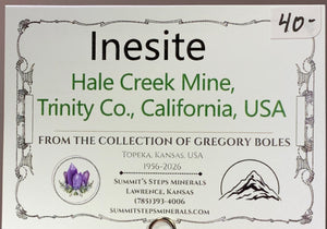 Inesite, Hale Creek Mine, California