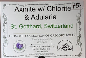 Axinite w/ Chlorite & Adularia, Switzerland