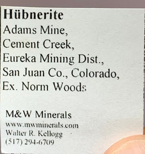 Hubnerite, Adam's Mine, Colorado