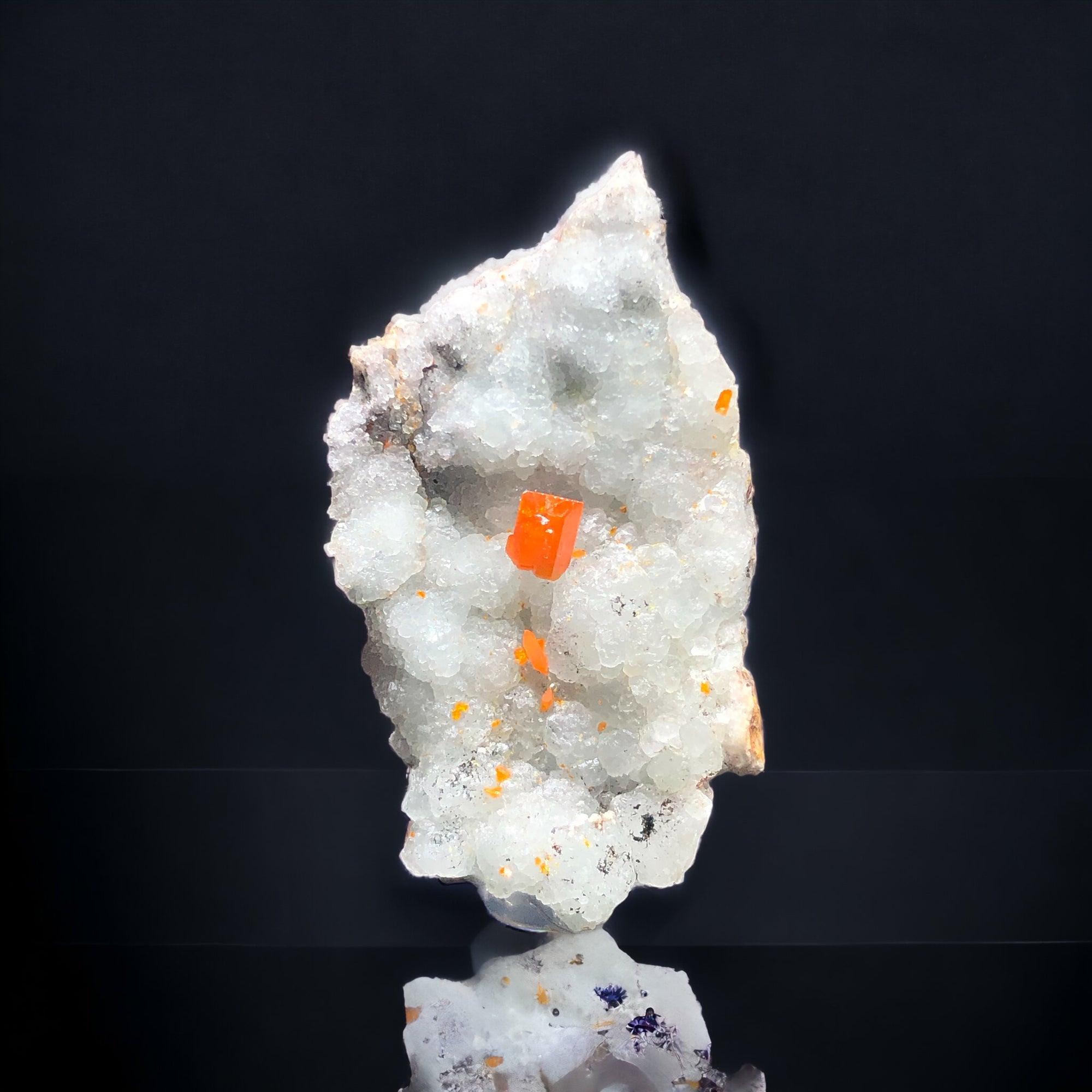 Wulfenite on Hemimorphite, Red Cloud Mine, Arizona