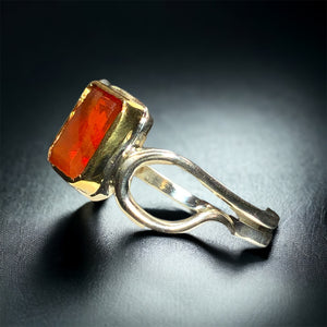 Fire Opal Silver Ring