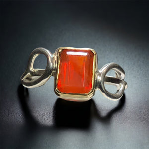 Fire Opal Silver Ring