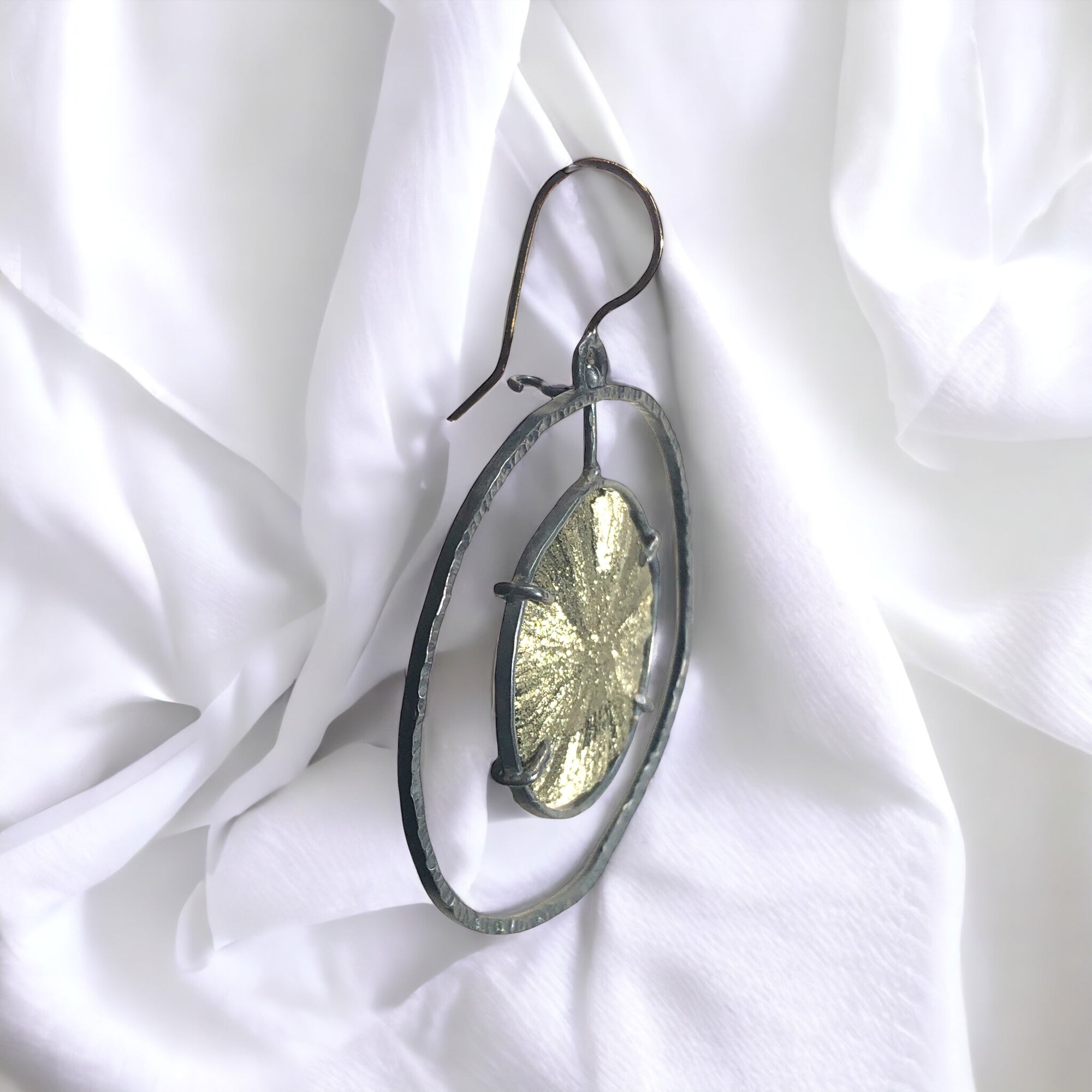 Silver Pyrite “Sun” Spinner Earrings