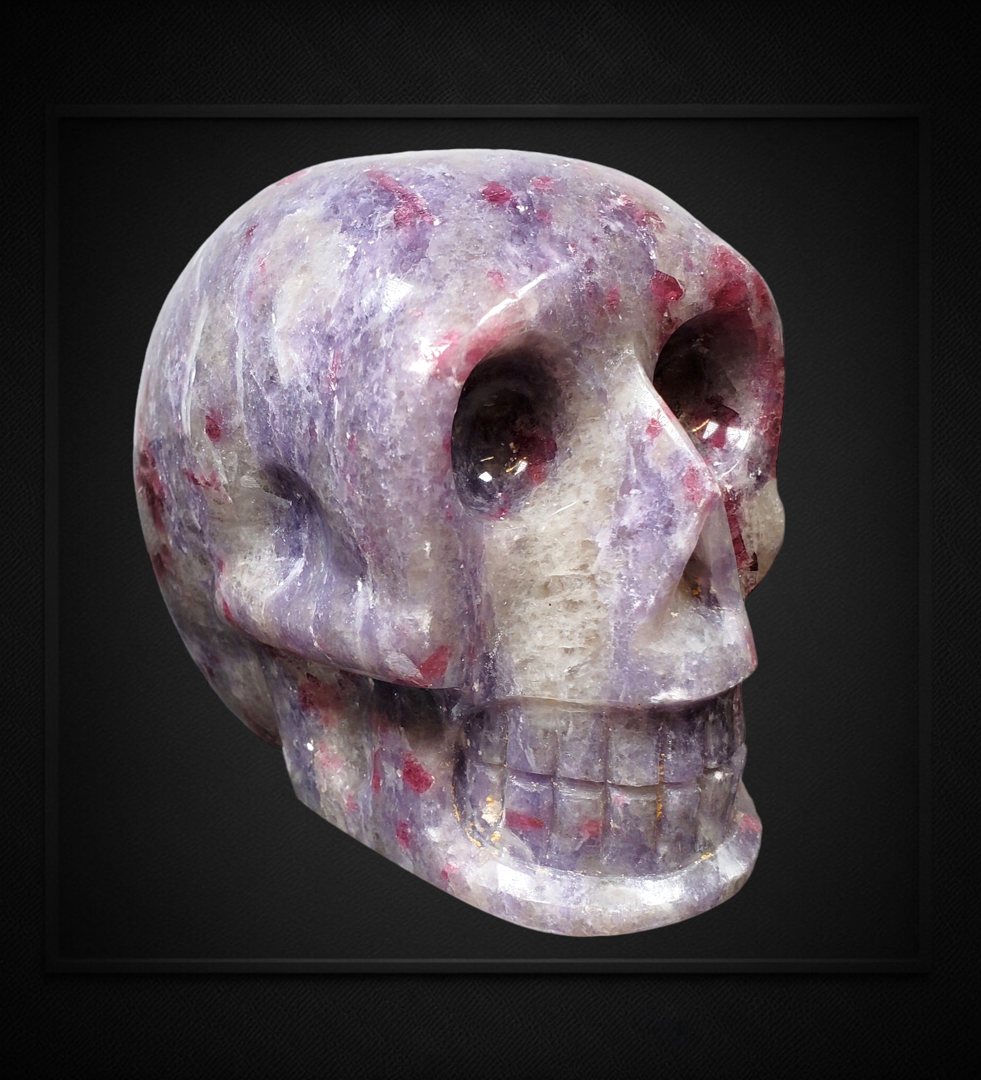 Pink Tourmaline and Lepidolite Skull