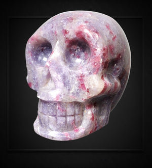 Pink Tourmaline and Lepidolite Skull