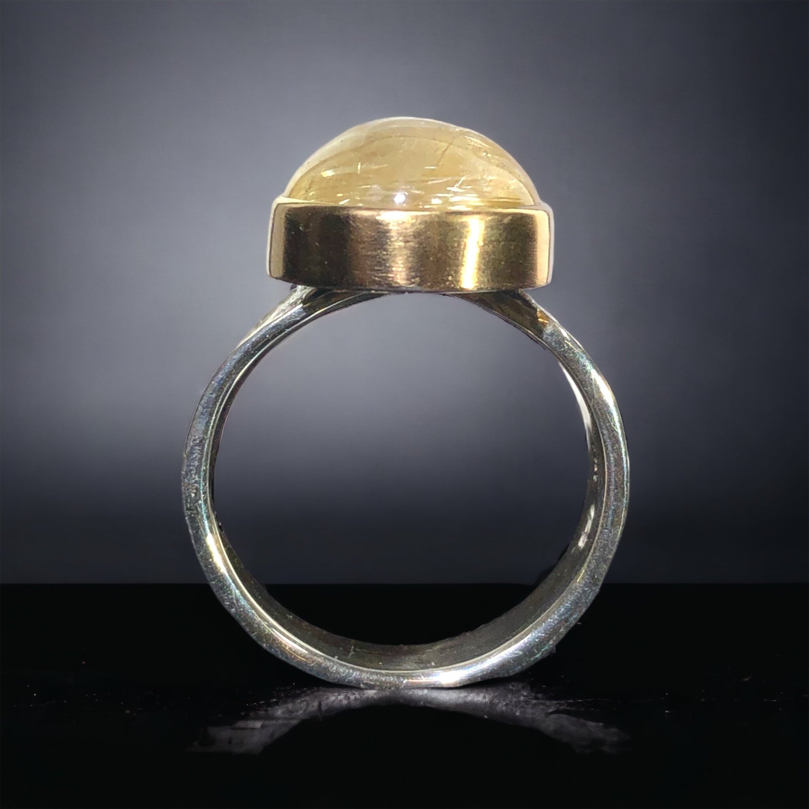 14k Gold & Silver Rutilated Quartz Ring