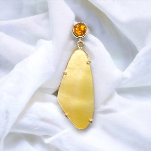 14k Gold Citrine w/ Mother of Pearl Earrings