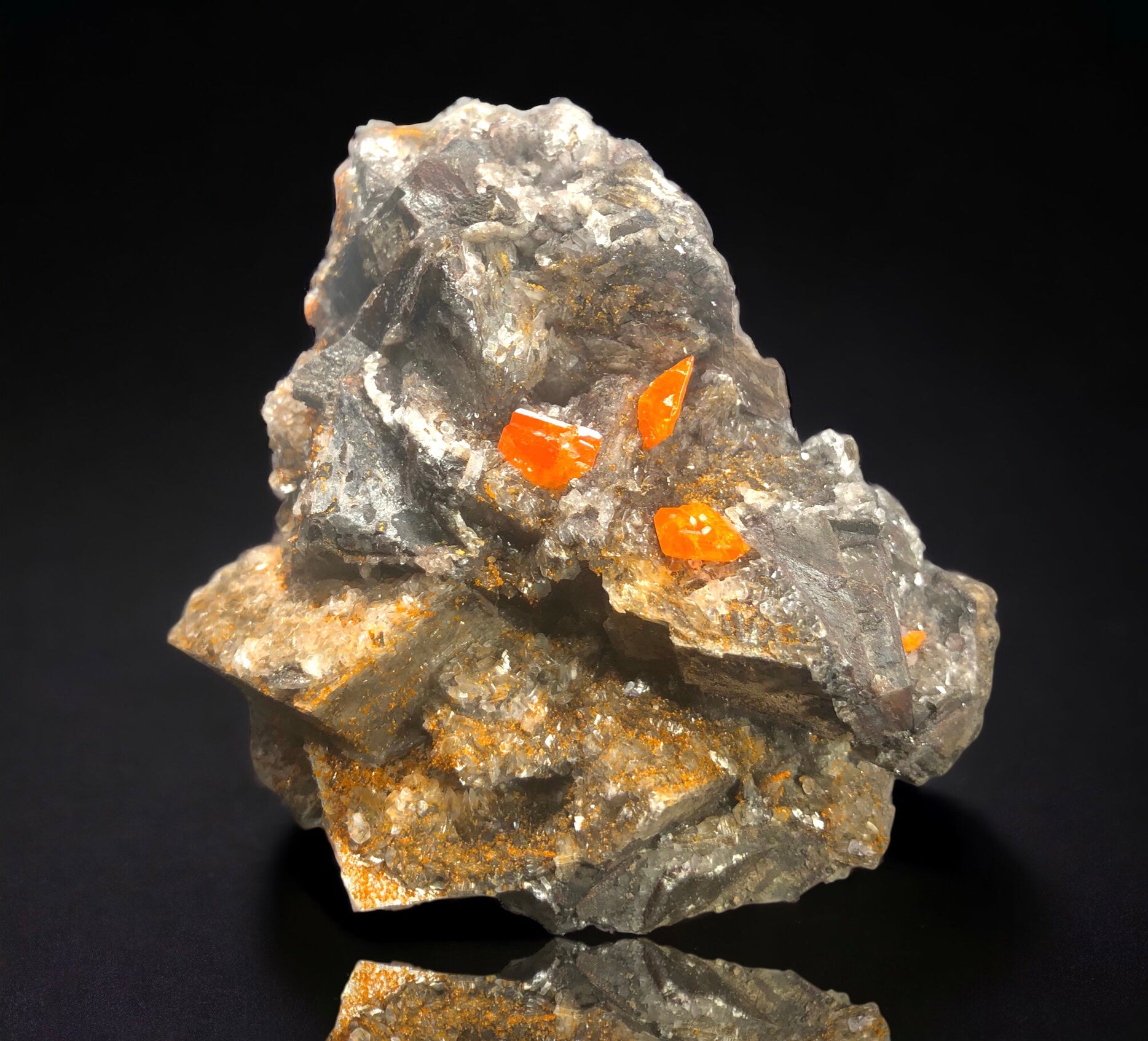 Wulfenite w/ Calcite & Mimetite, North Geronimo Mine, Arizona