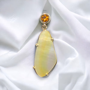 14k Gold Citrine w/ Mother of Pearl Earrings