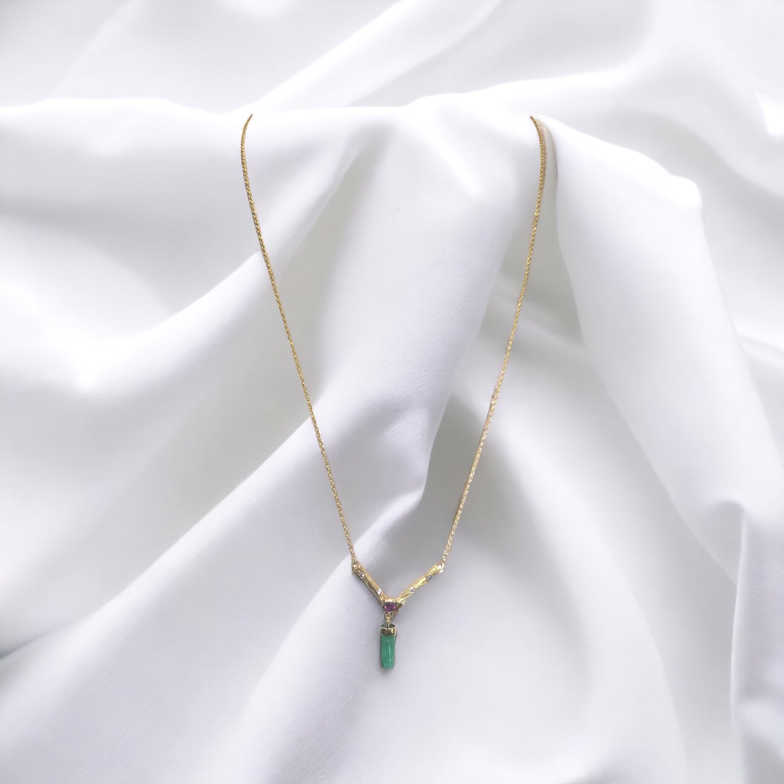 14k Gold Emerald & Ruby Pendant