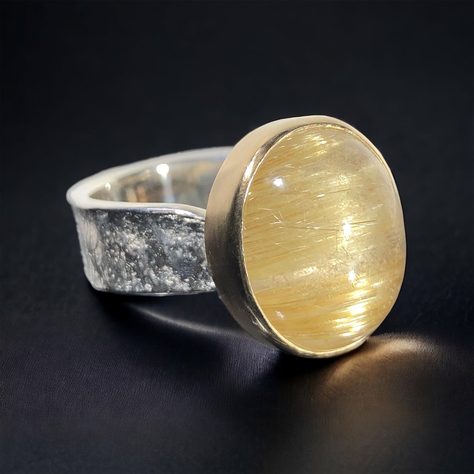 14k Gold & Silver Rutilated Quartz Ring