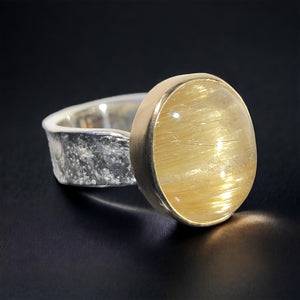 14k Gold & Silver Rutilated Quartz Ring