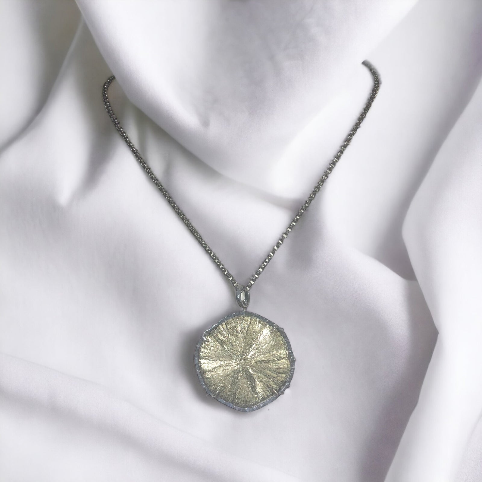 Silver Pyrite “Sun” Spinner Pendant