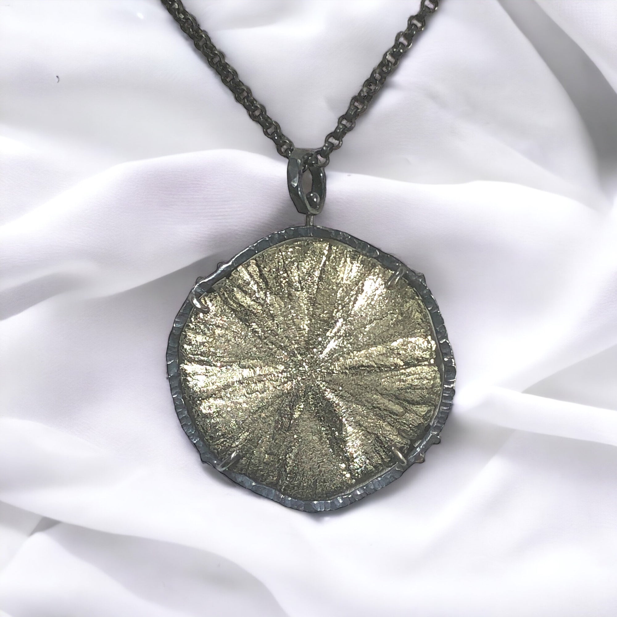 Silver Pyrite “Sun” Spinner Pendant
