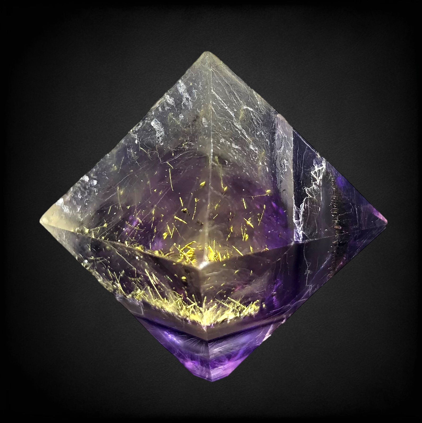 Fluorite Octahedron w/ Chalcopyrite