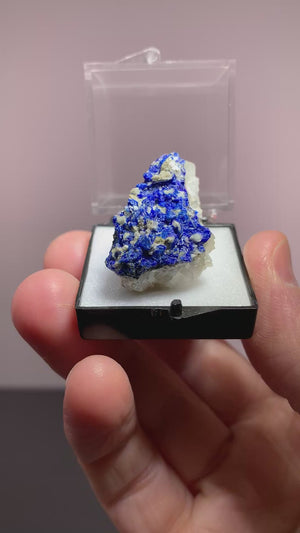 Linarite on Quartz, Blanchard Mine, New Mexico, USA
