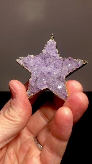 Drusy Quartz Star Ornament, Uruguay