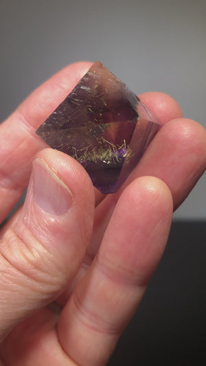 Fluorite Octahedron w/ Chalcopyrite