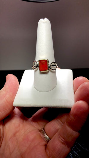 Fire Opal Silver Ring