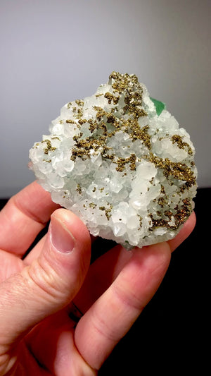 Quartz w/ Pyrite on Fluorite, El Hammam Mine, Morocco