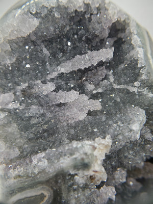 Druzy Black Quartz Formation w/ Stalactites on Custom Metal Stand (Uruguay)