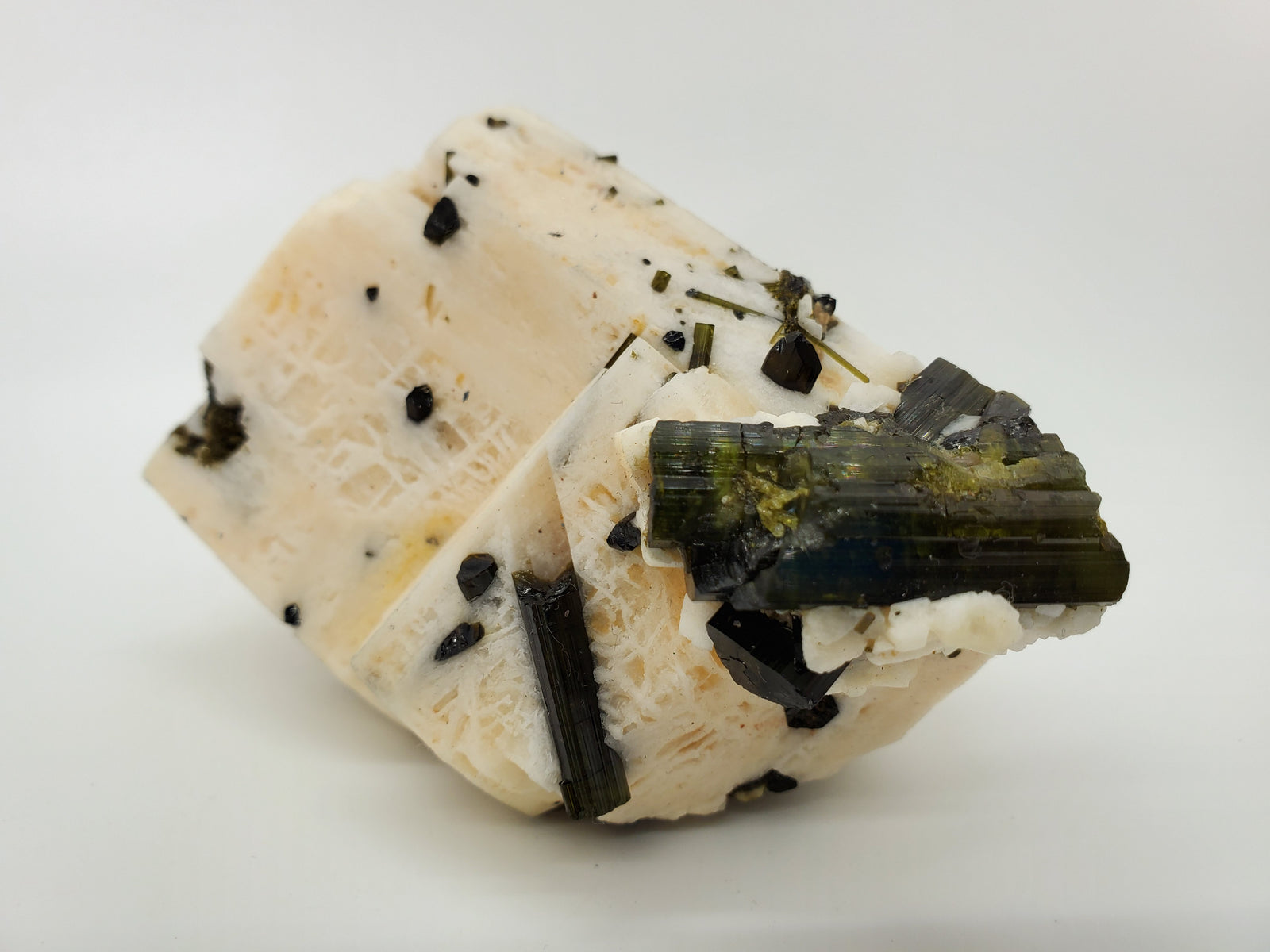 Verdelite Tourmaline on Orthoclase