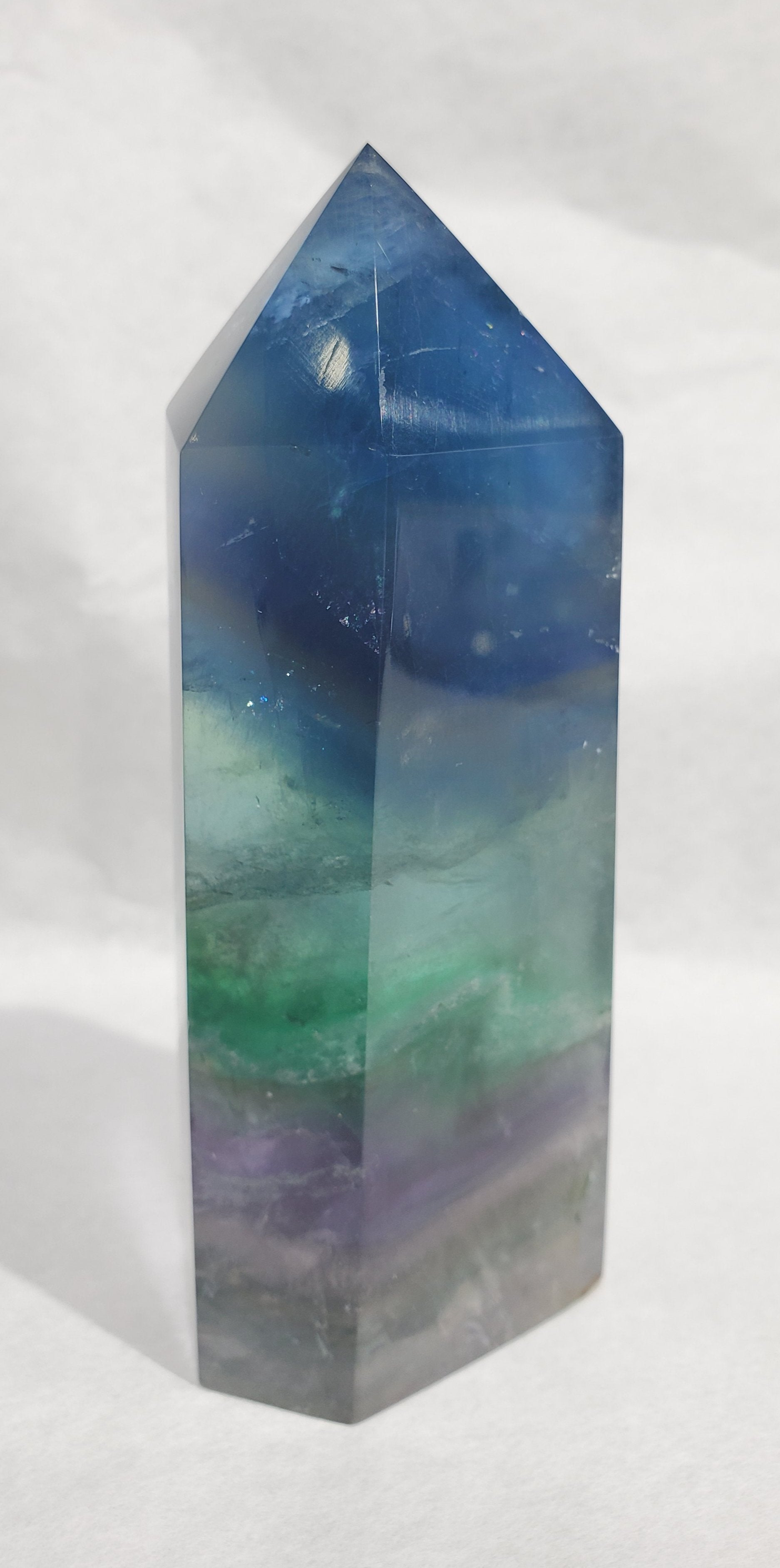 Rainbow Fluorite Point,  China