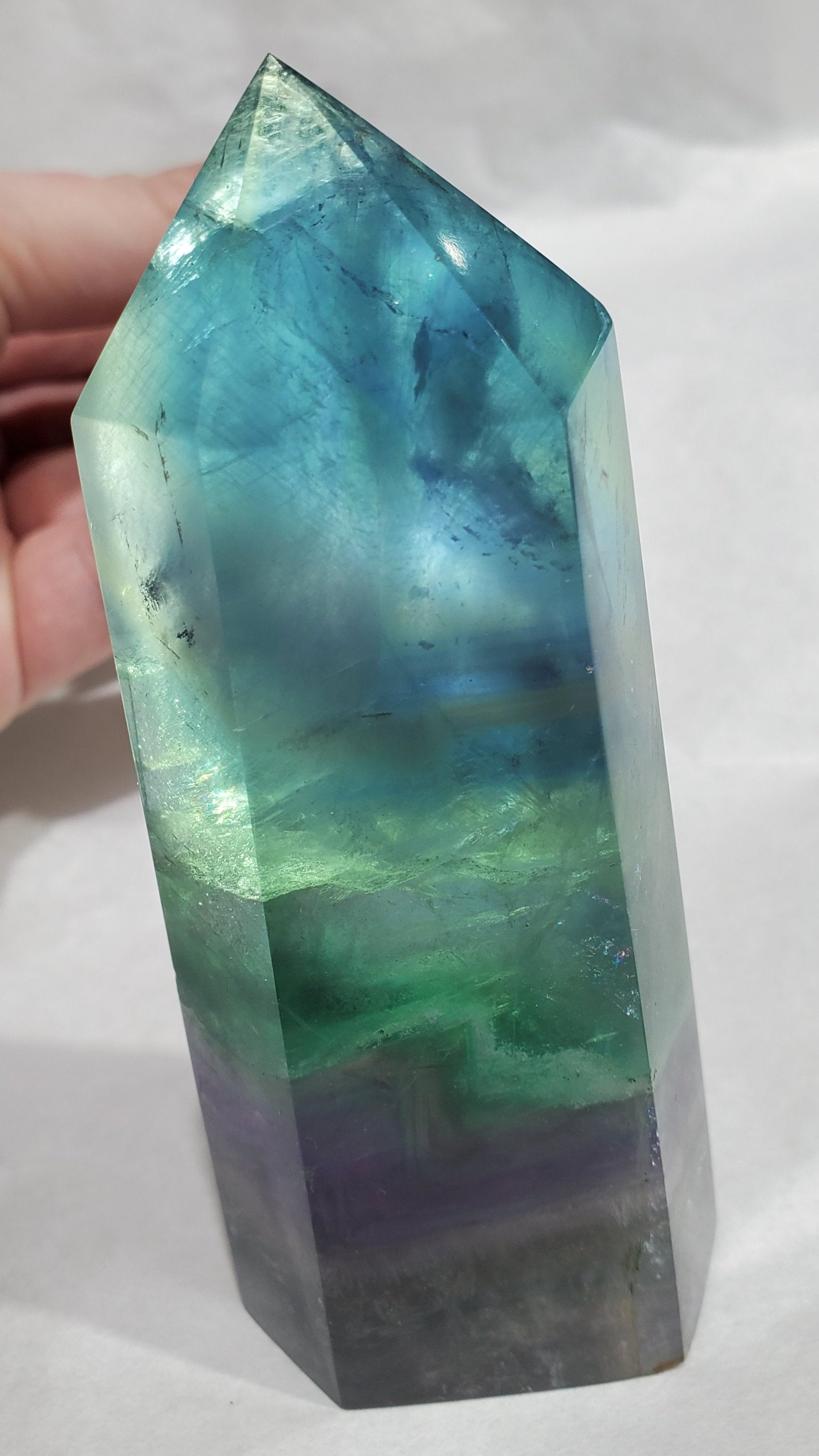 Rainbow Fluorite Point,  China