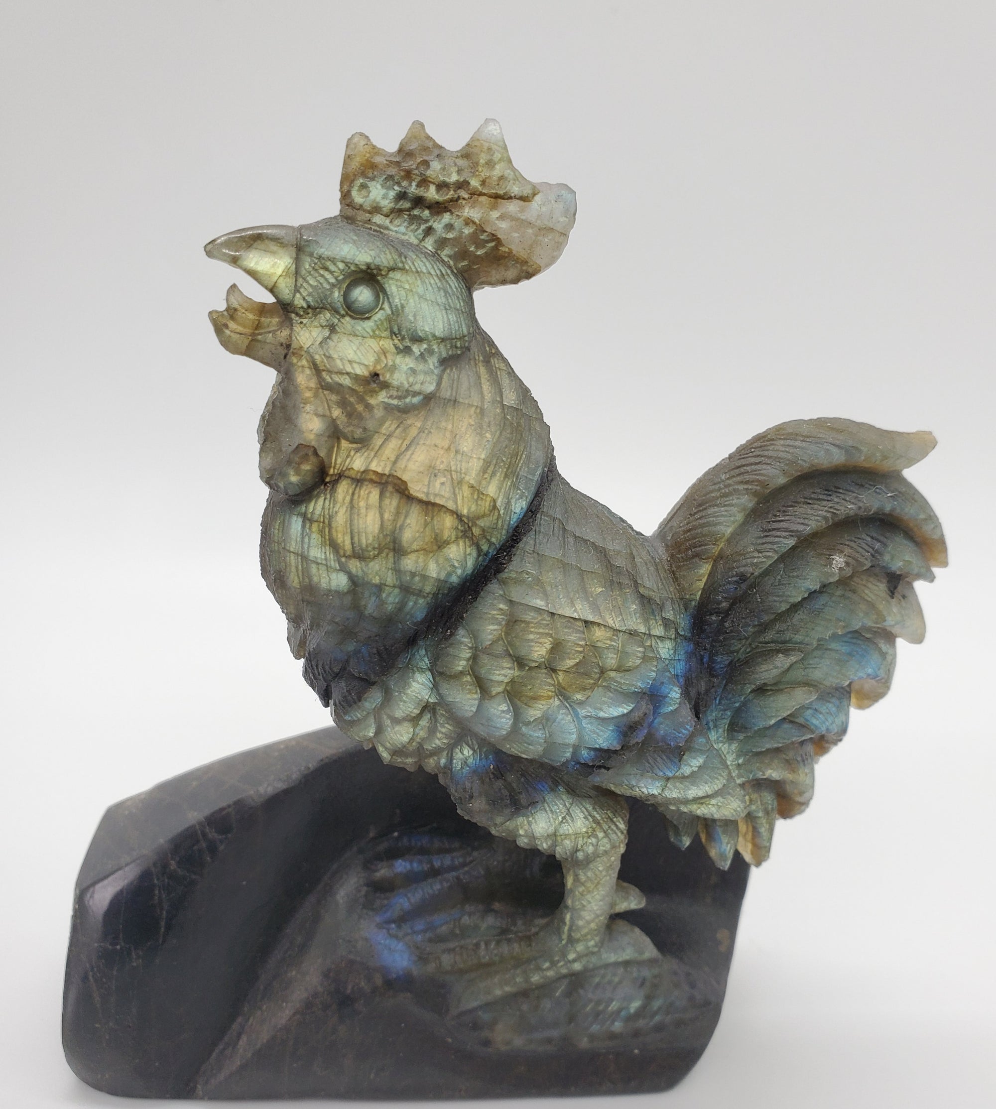 Labradorite Rooster Carving