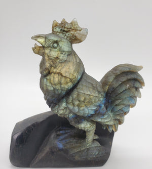 Labradorite Rooster Carving
