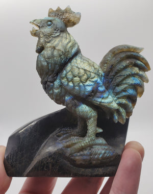 Labradorite Rooster Carving