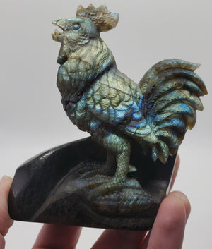 Labradorite Rooster Carving