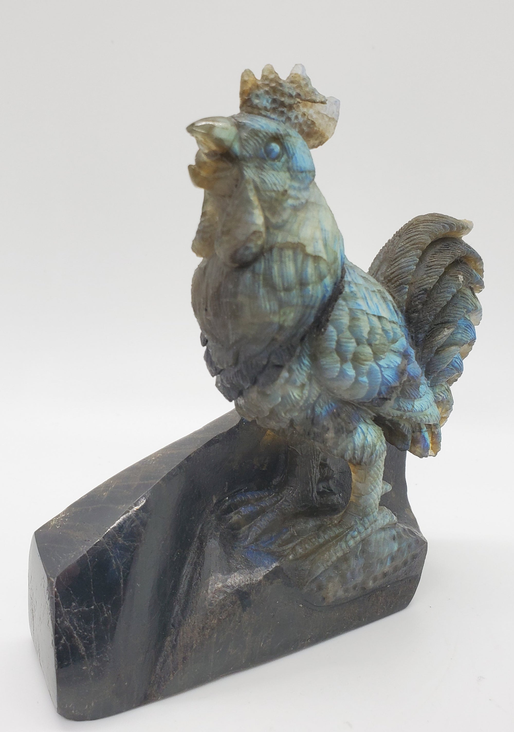 Labradorite Rooster Carving