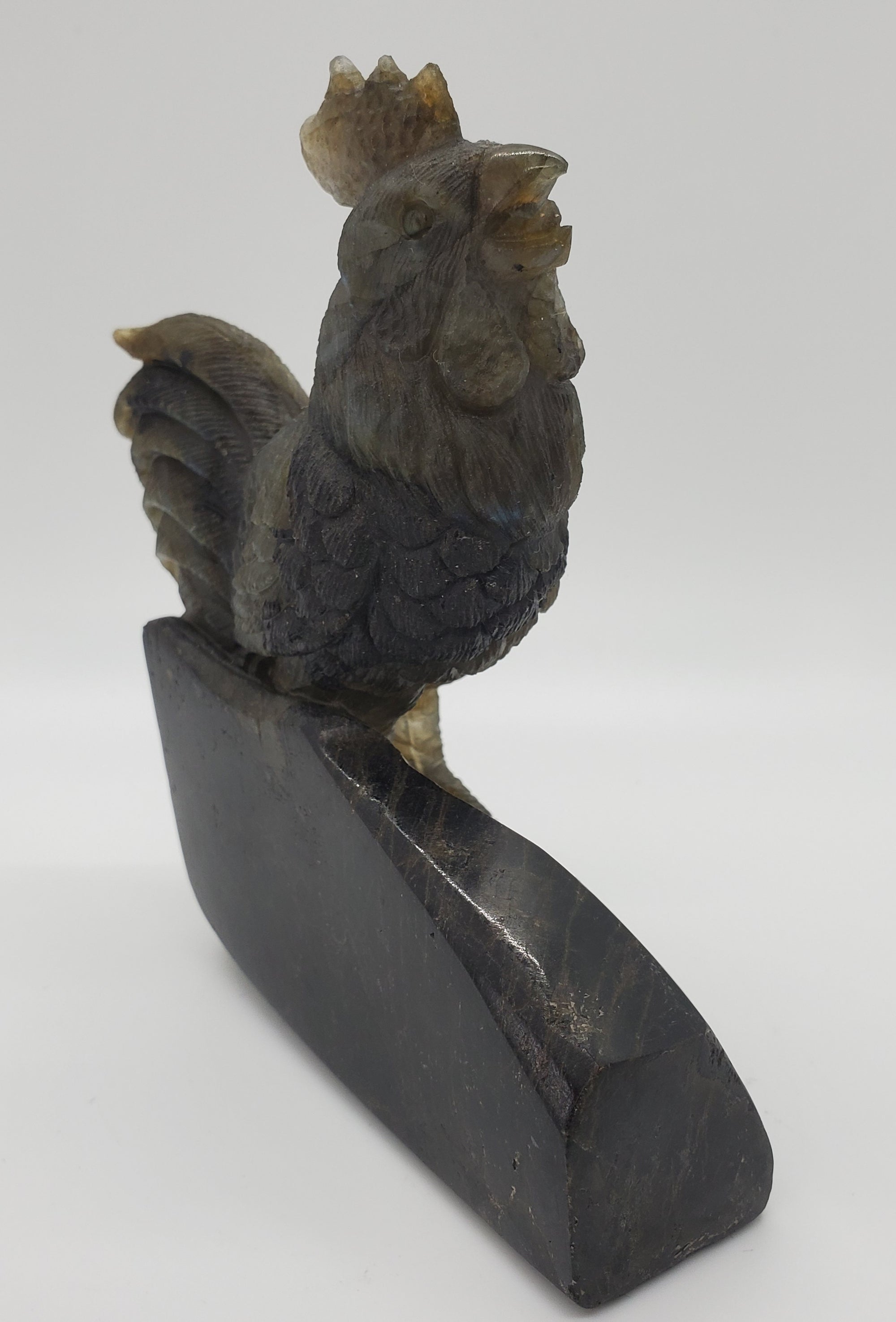 Labradorite Rooster Carving