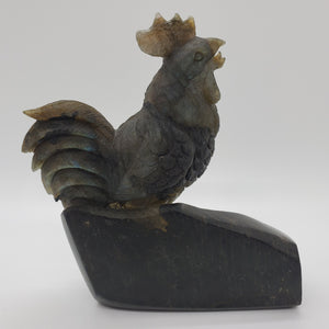 Labradorite Rooster Carving